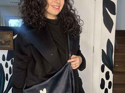 Garbanota – Velour Hobo Bag (Adjustable Strap, Machine Washable) Heart - Black - Daily Nomad