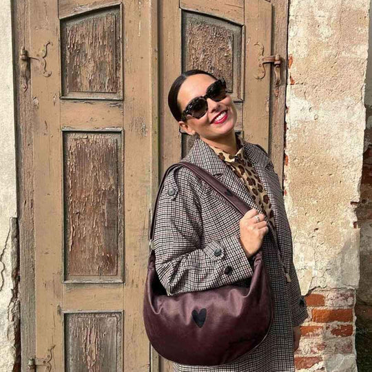 Garbanota Velour Hobo Bag in Heart Brown – product image 2 of 5