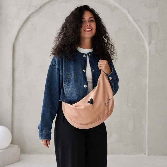 Garbanota Velour Hobo Bag in Heart Cream – product image 2 of 4