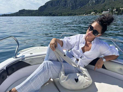 Garbanota – Velour Hobo Bag (Adjustable Strap, Machine Washable) Heart - White - Daily Nomad