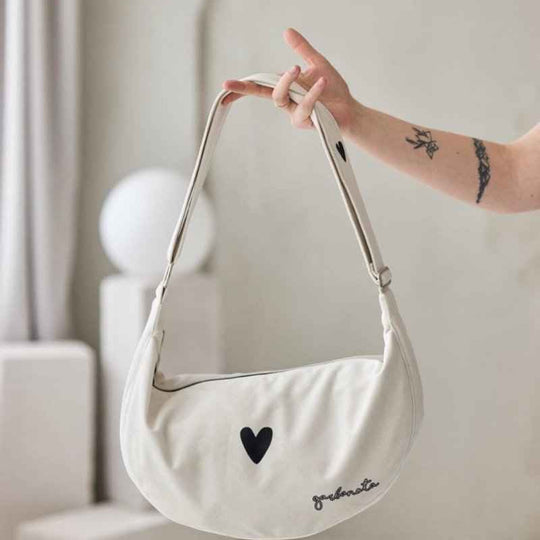 Garbanota Velour Hobo Bag in Heart White – product image 1 of 8