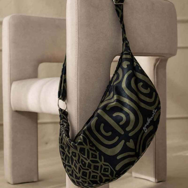 Garbanota – Velour Hobo Bag (Adjustable Strap, Machine Washable) - Khaki Pattern - Daily Nomad