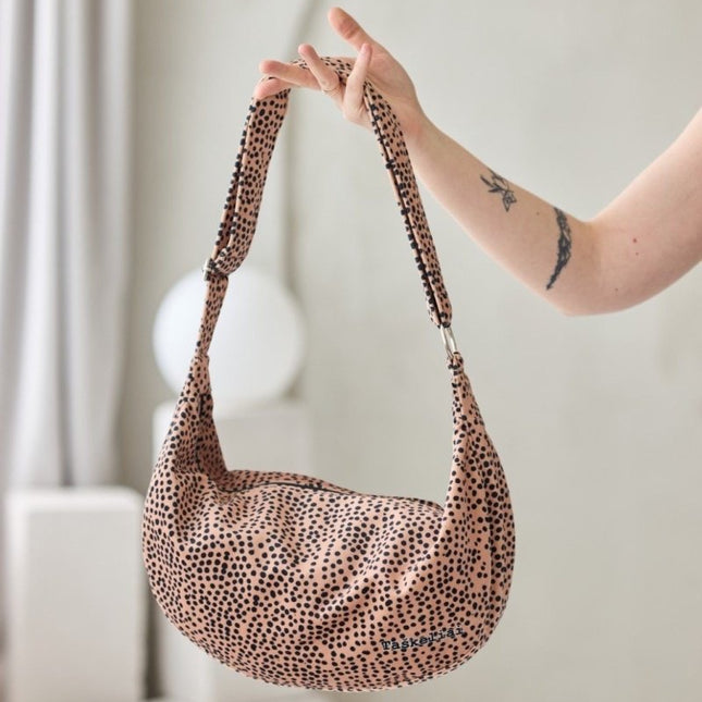 Garbanota Velour Hobo Bag in Cream and Dots – product image 1 of 4