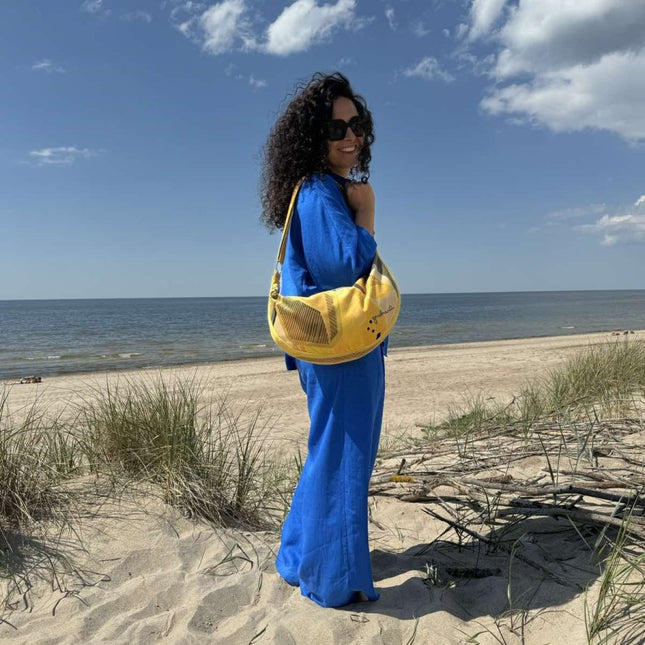 Garbanota Velour Hobo Bag in Lemon – product image 2 of 5
