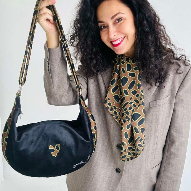 Garbanota Velour Hobo Bag in Leopard Heart – product image 2 of 8