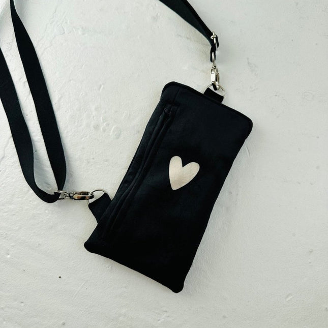 Garbanota Velour Phone Bag in Heart Black – product image 1 of 4