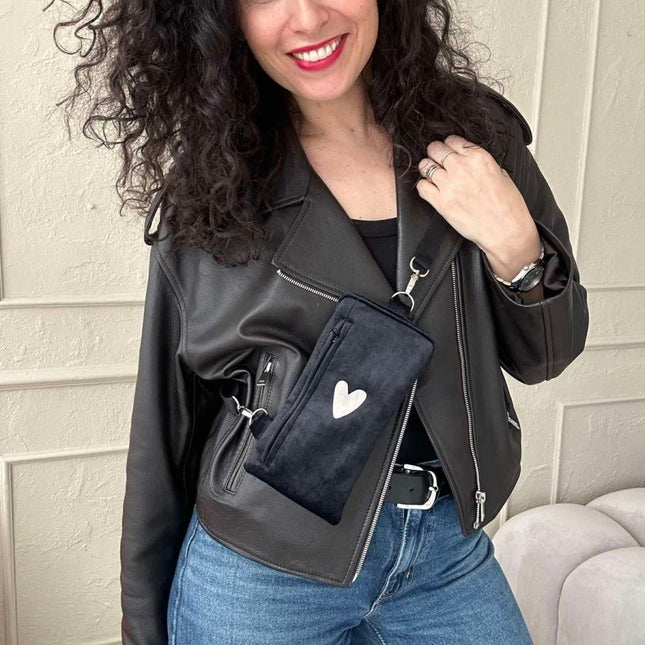 Garbanota Velour Phone Bag in Heart Black – product image 2 of 4