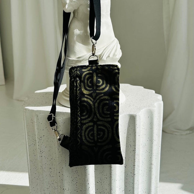 Garbanota Velour Phone Bag in Khaki Pattern – product image 1 of 4