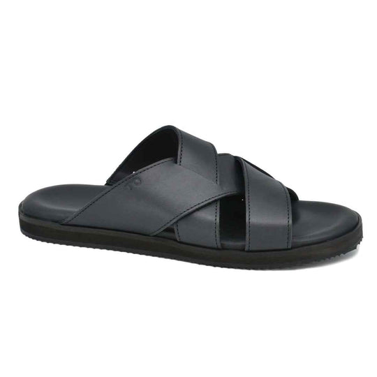 TOKU Helsinki black leather sandals for him, view 2