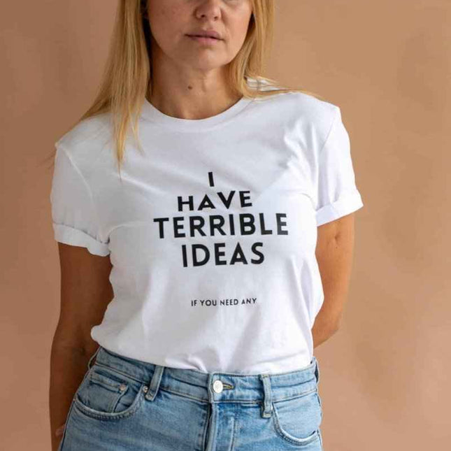 I Have Terrible Ideas – Oversized Organic Cotton T-Shirt by Black Giraffe - Daily Nomad