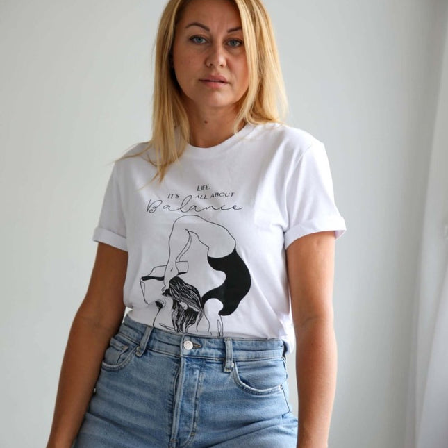It’s All About Balance – Oversized Organic Cotton T-Shirt by Black Giraffe - Daily Nomad