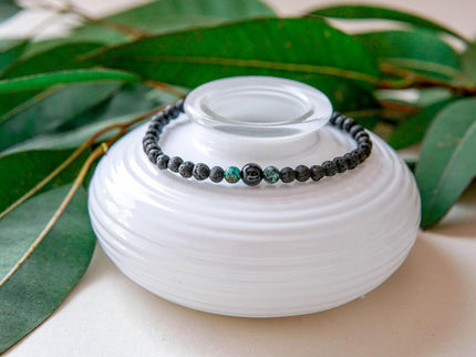 Lava Bracelet with 4mm Onyx and Turquoise for Men - Daily Nomad