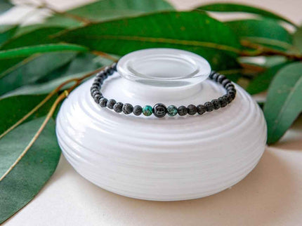 Lava Bracelet with 4mm Onyx and Turquoise for Men - Daily Nomad