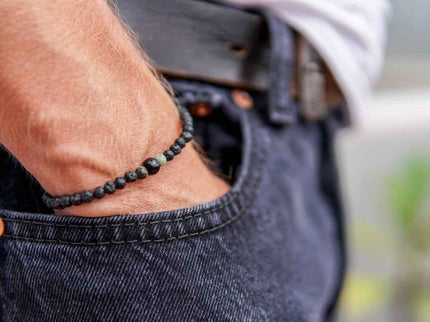 Lava Bracelet with 4mm Onyx and Turquoise for Men - Daily Nomad