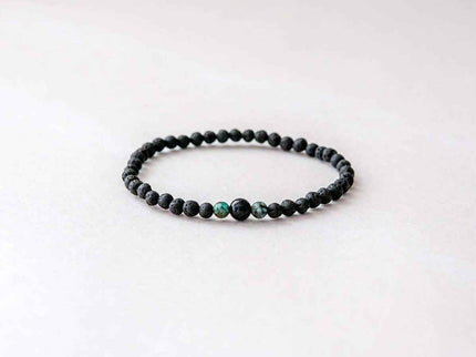 Lava Bracelet with 4mm Onyx and Turquoise for Men - Daily Nomad