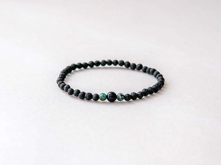Lava Bracelet with 4mm Onyx and Turquoise for Men - Daily Nomad
