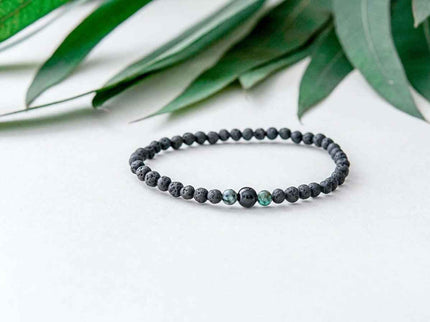 Lava Bracelet with 4mm Onyx and Turquoise for Men - Daily Nomad