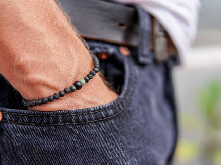 Lava Bracelet with 4mm Onyx and Turquoise for Men - Daily Nomad