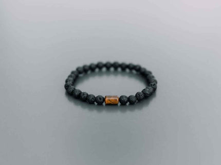 Lava Bracelet with 6mm Tiger Eye for Men - Daily Nomad