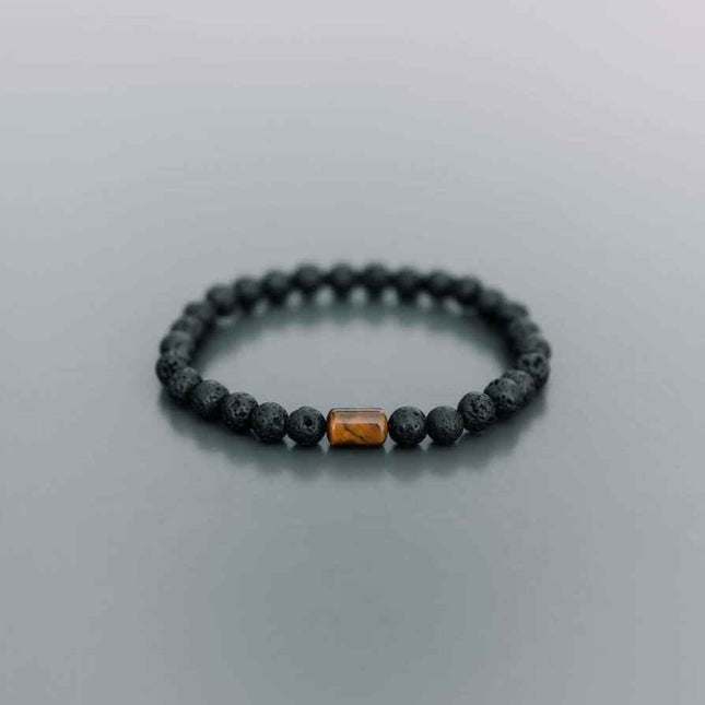 Lava Bracelet with 6mm Tiger Eye for Men - Daily Nomad