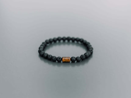 Lava Bracelet with 6mm Tiger Eye for Men - Daily Nomad