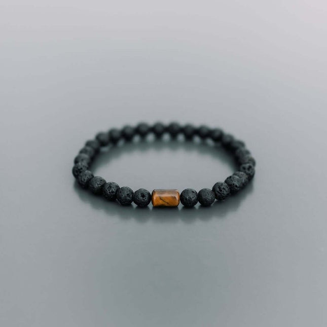 Lava Bracelet with 6mm Tiger Eye for Men - Daily Nomad