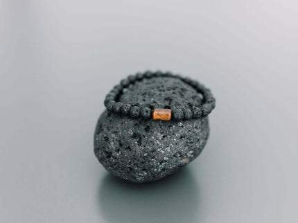 Lava Bracelet with 6mm Tiger Eye for Men - Daily Nomad