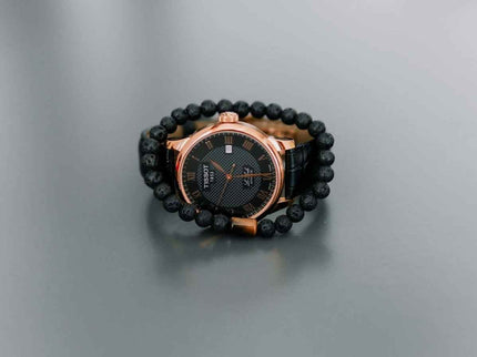 Lava Bracelet with 6mm Tiger Eye for Men - Daily Nomad