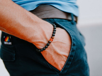 Lava Stone Bracelet with Amber and Tiger Eye - Daily Nomad