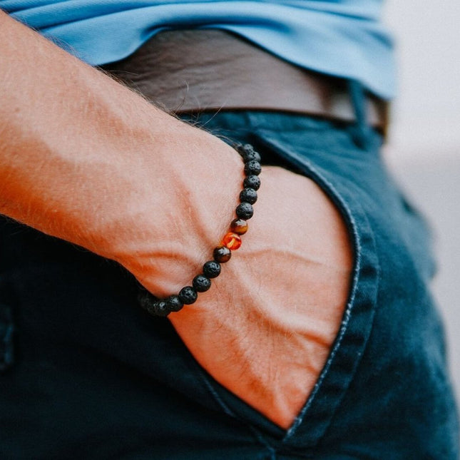 Lava Stone Bracelet with Amber and Tiger Eye - Daily Nomad
