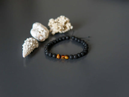 Lava Stone Bracelet with Amber and Tiger Eye - Daily Nomad