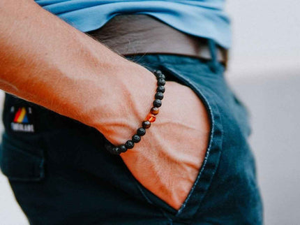 Lava Stone Bracelet with Amber and Tiger Eye - Daily Nomad