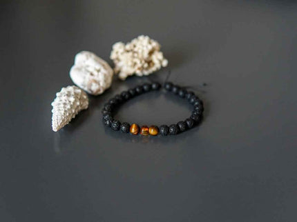 Lava Stone Bracelet with Amber and Tiger Eye - Daily Nomad