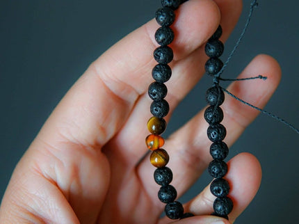 Lava Stone Bracelet with Amber and Tiger Eye - Daily Nomad