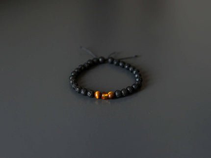 Lava Stone Bracelet with Amber and Tiger Eye - Daily Nomad