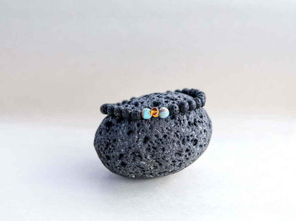 Lava Stone Bracelet with Amber & Turquoise | Canary Lava - Daily Nomad