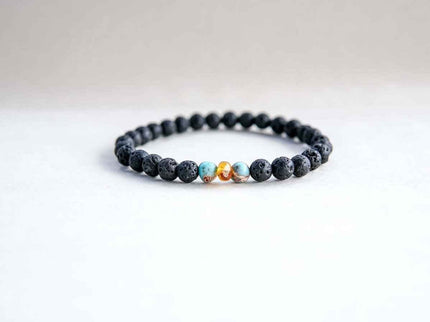 Lava Stone Bracelet with Amber & Turquoise | Canary Lava - Daily Nomad