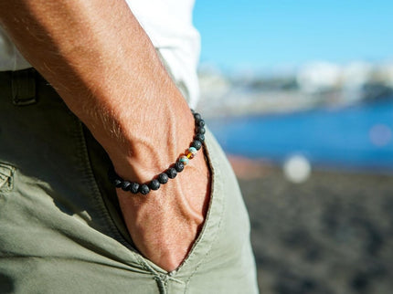 Lava Stone Bracelet with Amber & Turquoise | Canary Lava - Daily Nomad