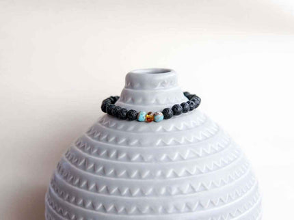 Lava Stone Bracelet with Amber & Turquoise | Canary Lava - Daily Nomad