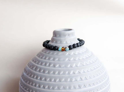 Lava Stone Bracelet with Amber & Turquoise | Canary Lava - Daily Nomad