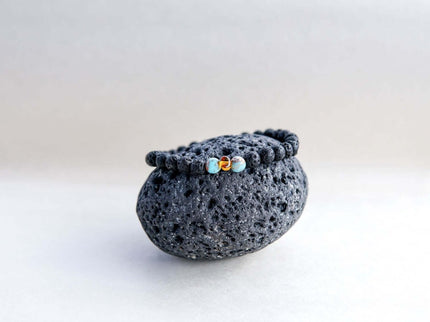 Lava Stone Bracelet with Amber & Turquoise | Canary Lava - Daily Nomad