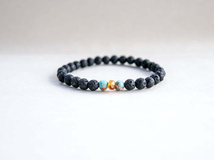 Lava Stone Bracelet with Amber & Turquoise | Canary Lava - Daily Nomad