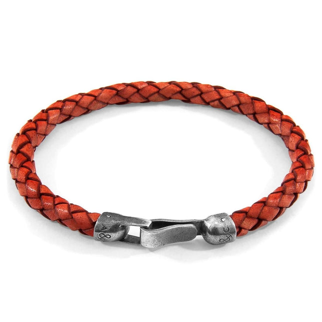 Leather Bracelet Skye Silver and Braided – Amber Red by ANCHOR & CREW - Daily Nomad