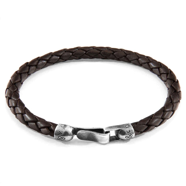 Leather Bracelet Skye Silver and Braided – Cacao Brown by ANCHOR & CREW - Daily Nomad