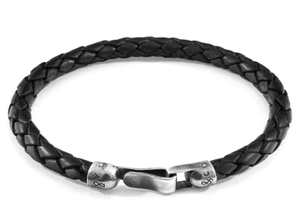 Leather Bracelet Skye Silver and Braided – Midnight Black by ANCHOR & CREW - Daily Nomad