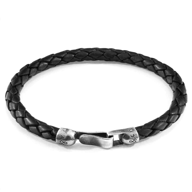 Leather Bracelet Skye Silver and Braided – Midnight Black by ANCHOR & CREW - Daily Nomad