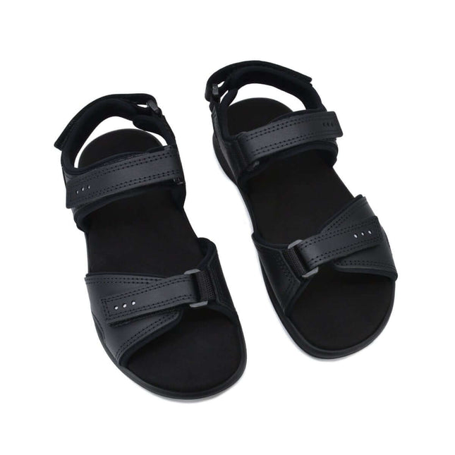 Liiva Women's Leather Sandals in Black, lightweight and breathable for all-day comfort and support.