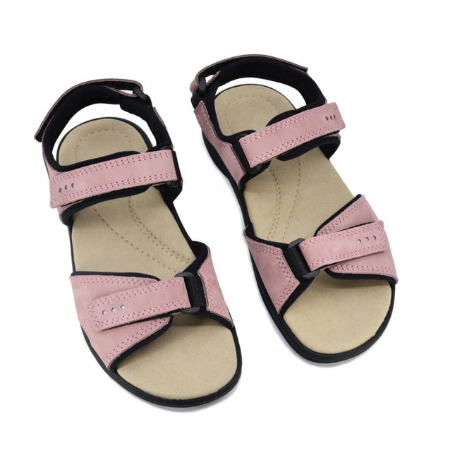 Liiva women's pink leather sandals, sporty design for comfort and activewear, handcrafted in Estonia.