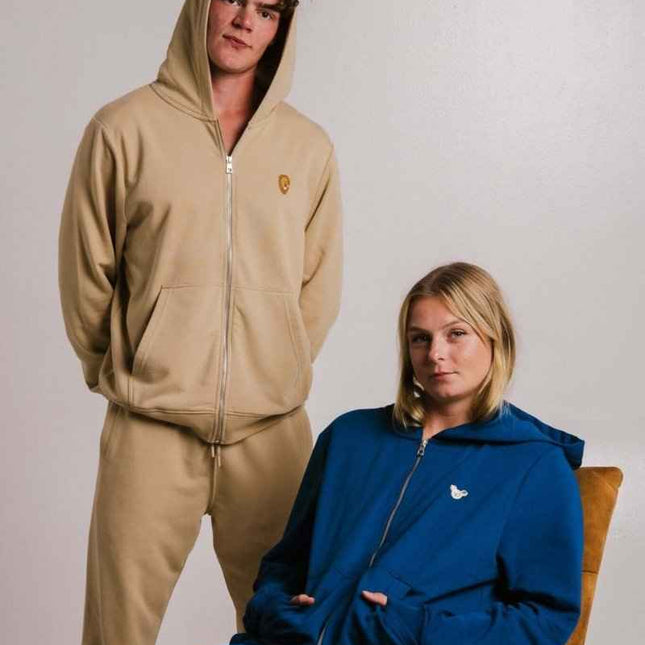 Lion Soft Fleece Full Zip Hoodie – Light Brown by Sossu - Daily Nomad