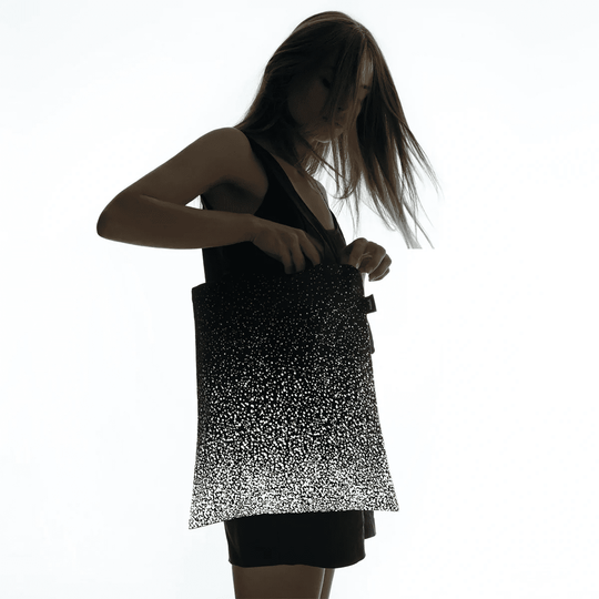 MARCH SPLASH tote with space-inspired reflective print